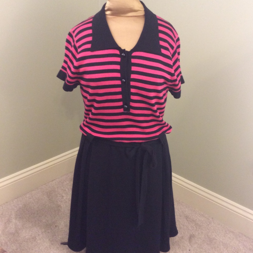 Milly Pink Striped Silk Cashmere Blend Knit Dress